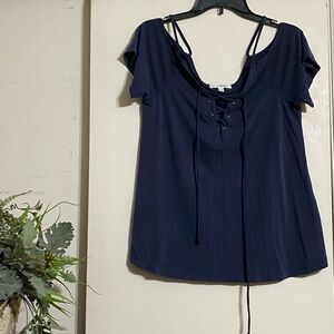 Women's Navy Lace-Up Top